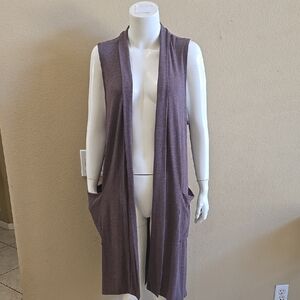 Bobeau Sleeveless Open Front Cardigan - Purple